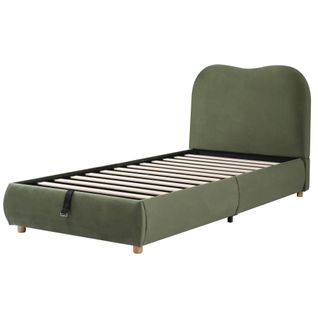 Lit Enfant 90 X 200 cm-Lit Coffre-rangement Hydraulique-Velours-Vert