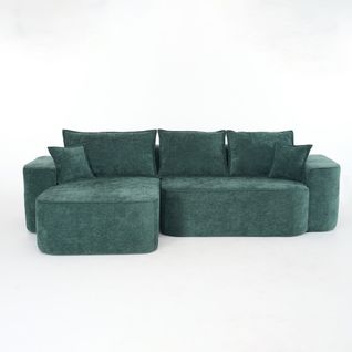 Canapé D'angle-avec Méridienne-assise Profonde XXL-canapé Modulable-en Chenille-vert