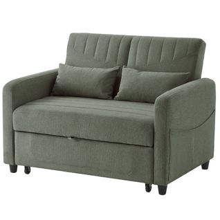 Canapé-lit Deux Places-dossier Réglable En Trois Positions-tissu Respirant En Coton Et Lin-vert