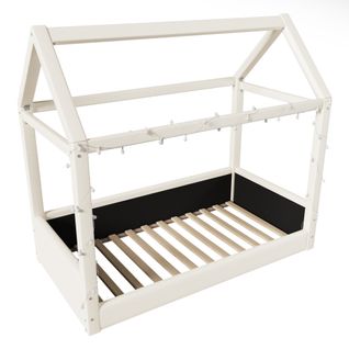 Lit Cabane 90 X 200 Cm Avec Bande Lumineuse LED Blanc