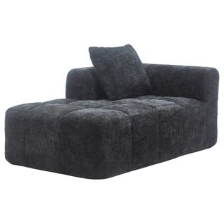 Méridienne 1 Place Avec 1 Coussin Et 1 Poche Latérale Noir