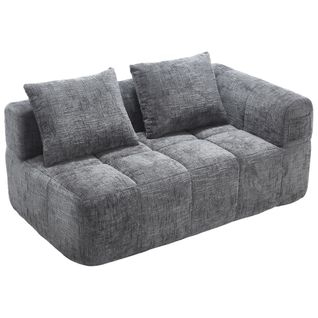 Méridienne 2 Places Avec 1 Coussin Et 2 Poches Latérale Gris