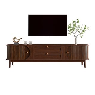 Meuble TV L.170cm Avec 2 Portes Coulissantes Et 2 Tiroirs Couleur Noyer