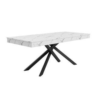 Table à Manger Extensible 140cm - 180cm Idéale Pour 6 à 8 Personnes Pieds Métalliques Croisés Blanc
