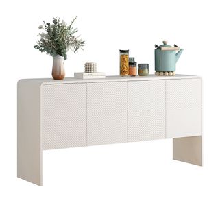 Buffet-buffet Bas Avec 4 Portes-buffet De Style Minimaliste-meuble De Rangement-blanc
