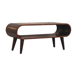 Table Basse 90x35x40 Cm-dotée D'une Fente Ouverte-en Bois Massif-marron Foncé