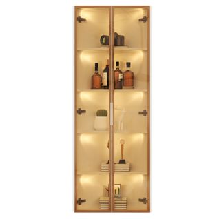 Vitrine LED-Angle Droit à 90°-Meuble de Rangement-Idéal petits espaces-En Verre-Blanc