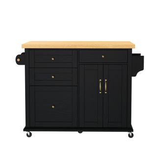 Îlot De Cuisine Mobile-table à Manger Extensible-desserte De Cuisine-pour La Salle à Manger-noir