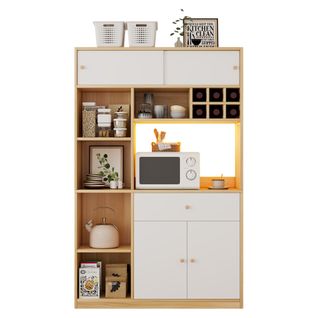 Meuble De Cuisine-buffet 115×35×180cm - LED -1 Tiroir,3 Portes - Naturel