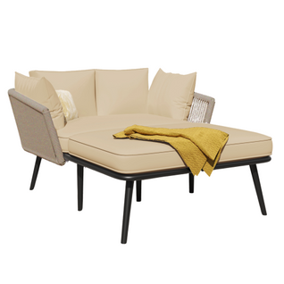 Transat D'extérieur Avec Coussin 10cm - Acier Galvanisé, Charge 320kg-pour Jardin/terrasse-kaki