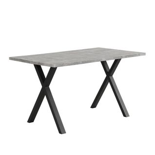 Table à Manger Rectangulaire-table à Pieds Croisés-en Fer Forgé-130kg De Charge-gris Et Noir