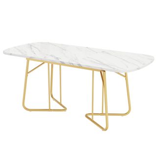 Table à Manger Extensible-table 140/180 X 80 Cm-idéale Pour 4 à 6 Personnes-en Marbre-blanc
