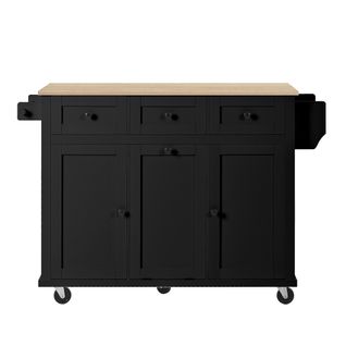 Ilot Central Cuisine Comptoir Avec 3 Tiroirs Et 2 Portes Noir