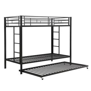 Lit Superposé 2x90x200cm Avec Lit Gigogne 90x190cm Métal Noir