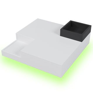 Table Basse 72 X 72 X 30cm Blanc Livré Avec 1 Boîte De Rangement Amovible