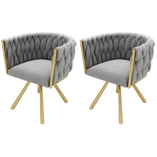 Lot De 2 Chaise Dactylo Pivotante à 360° Avec Pieds En Métal Velours Gris