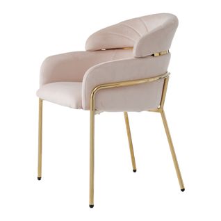 Chaise De Salle à Manger Avec 4 Pieds En Métal, Velours Beige
