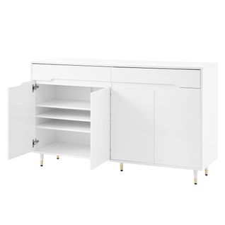 Meuble à Chaussures Avec 4 Portes Et 2 Tiroirs Blanc