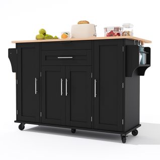 Ilot Central Cuisine Comptoir Avec 4 Portes Et 1 Tiroir Noir