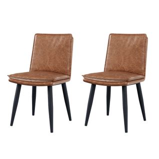 Lot De 2 Chaises Pu Marron