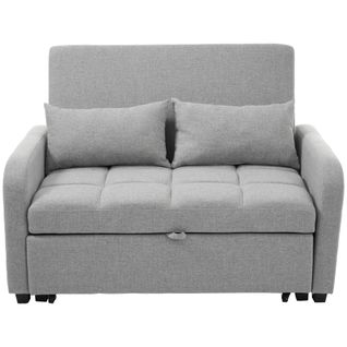 Canapé Convertible 2 Places Avec Dossier Réglable Sur 3 Niveaux Gris