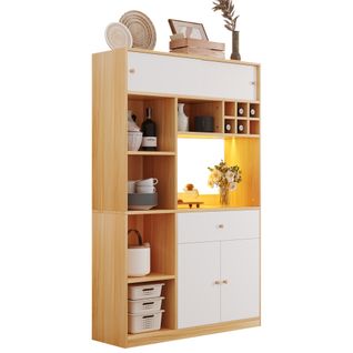 Vitrine Avec LED, 3 Portes, 1 Tiroir Et Plusieurs Étagères Blanc