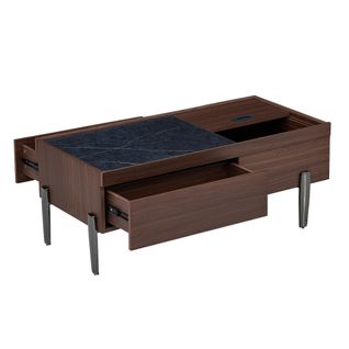 Table Basse Avec 2 Tiroirs Marron