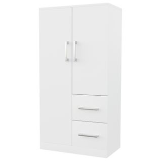 Armoire Avec 2 Portes Et 2 Tiroirs Blanc