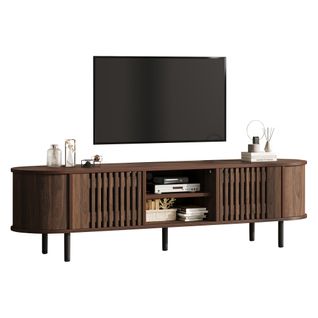 Meuble TV L.160cm Avec 2 Portes Et 2 Niches Marron