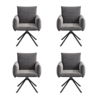 Lot De 4 Chaises De Salle à Manger Rotation à 360° Velours Gris