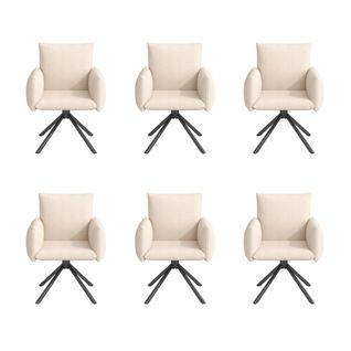 Lot De 6 Chaises De Salle à Manger Rotation à 360° Velours Beige
