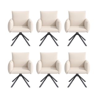 Lot De 6 Chaises De Salle à Manger Rotation à 360° Lin Beige