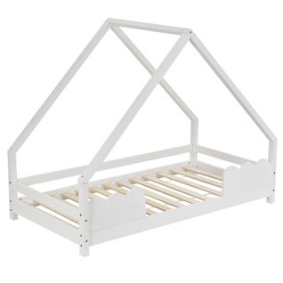 Lit Enfant Lit Cabane 90 X 200cm Avec Sommier Blanc
