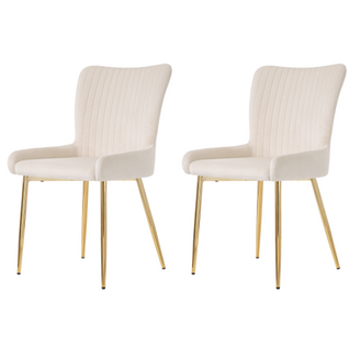 Lot De 2 Chaises Avec Pieds En Métal En Velours Beige