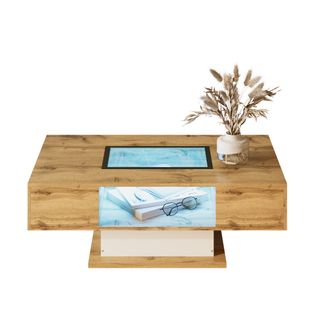 Table Basse Avec 2 Tiroirs, 1 Nich Et LED