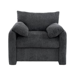 Fauteuil Fixe Gris Avec Appui-tête Et Coussin D'assise Amovibles
