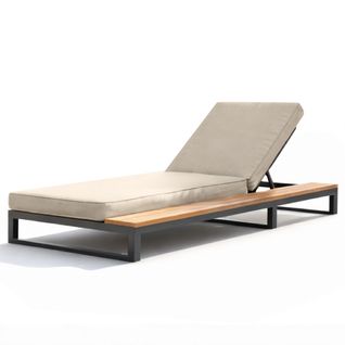 Bain De Soleil Transat Extérieur Avec Étagères, Dossier Réglable Beige Droit