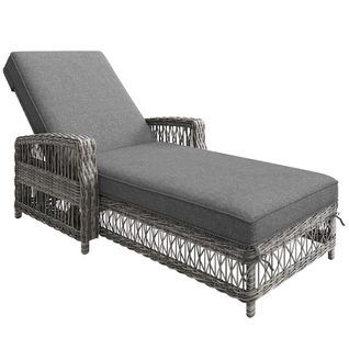 Bain De Soleil Transat Chaise Longue Réglable Avec Coussin Amovible Gris