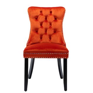 Ensemble De Chaises De Salle à Manger, Avec Pieds En Bois, Bois Massif, Velours,orange