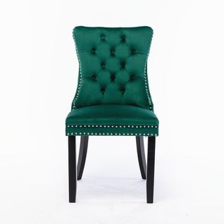 Ensemble De Chaises De Salle à Manger, Avec Pieds En Bois, Bois Massif, Velours,vert