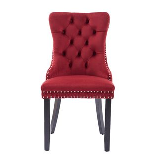 Ensemble De Chaises De Salle à Manger, Avec Pieds En Bois, Bois Massif, Velours,rouge