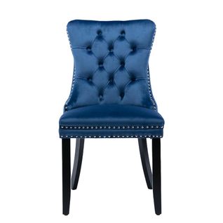 Ensemble De Chaises De Salle à Manger, Avec Pieds En Bois, Bois Massif, Velours,bleu