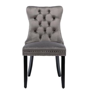 Ensemble De Chaises De Salle à Manger, Avec Pieds En Bois, Bois Massif, Velours,gris