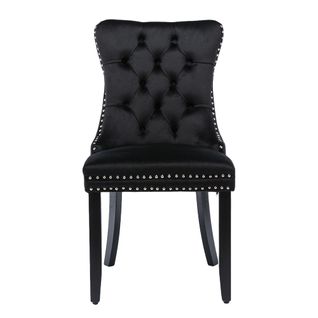 Ensemble De Chaises De Salle à Manger, Avec Pieds En Bois, Bois Massif, Velours,noir