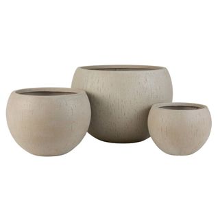 Lot De 3 Cache-pots Design "argile" 55cm Beige