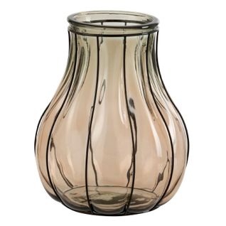 Vase Design En Verre "fusion" 30cm Taupe