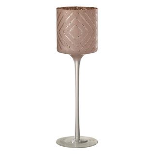 Photophore Rond Sur Pied "zigzag" 30cm Saumon