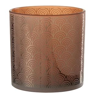 Photophore Déco En Verre "arc" 15cm Orange