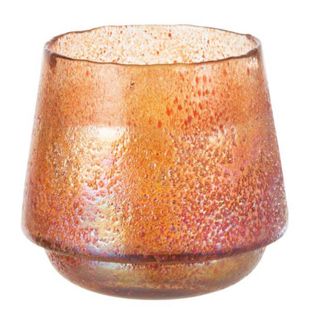 Photophore Design "pois" 14cm Orange Rouille