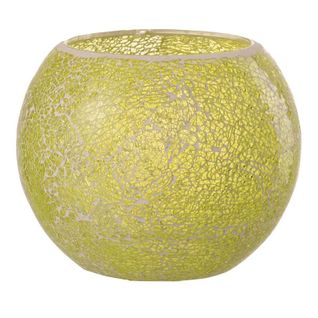 Photophore Rond Déco "mosaïques" 20cm Jaune